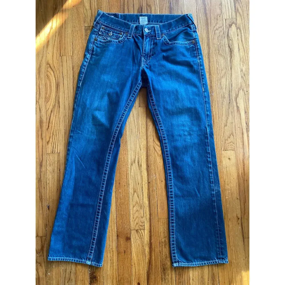 True Religion Jeans Mens Ricky Straight Denim Pockets 33